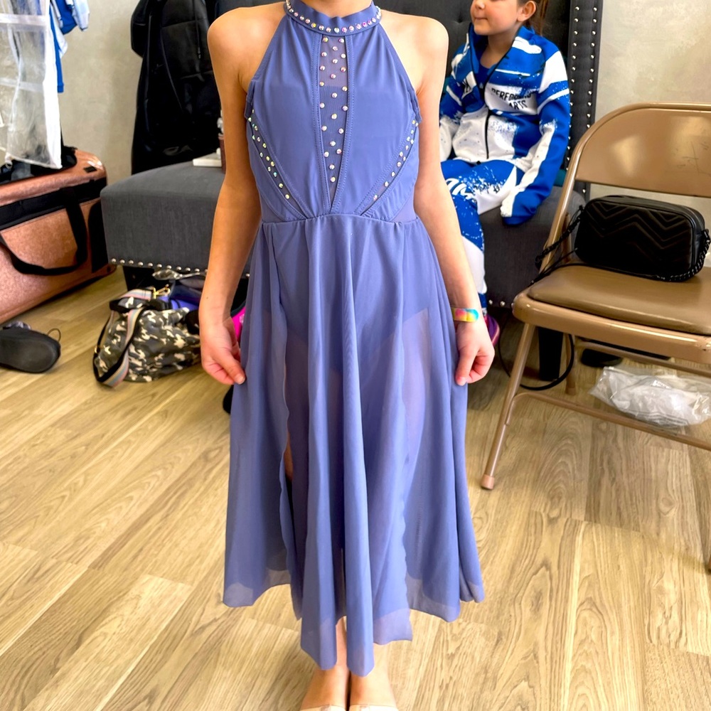 Balera periwinkle Dance Costume with Silver Accents